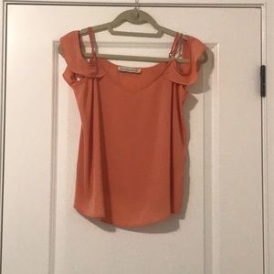 Abercrombie & Fitch Peach/Coral Flutter Sleeve Top